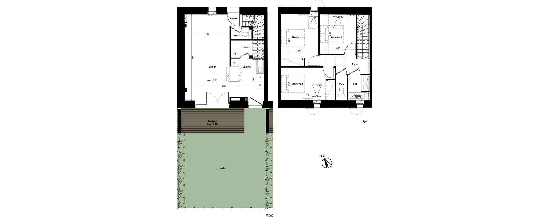 Duplex T4 de 80,90 m2 &agrave; Pin-Balma Centre