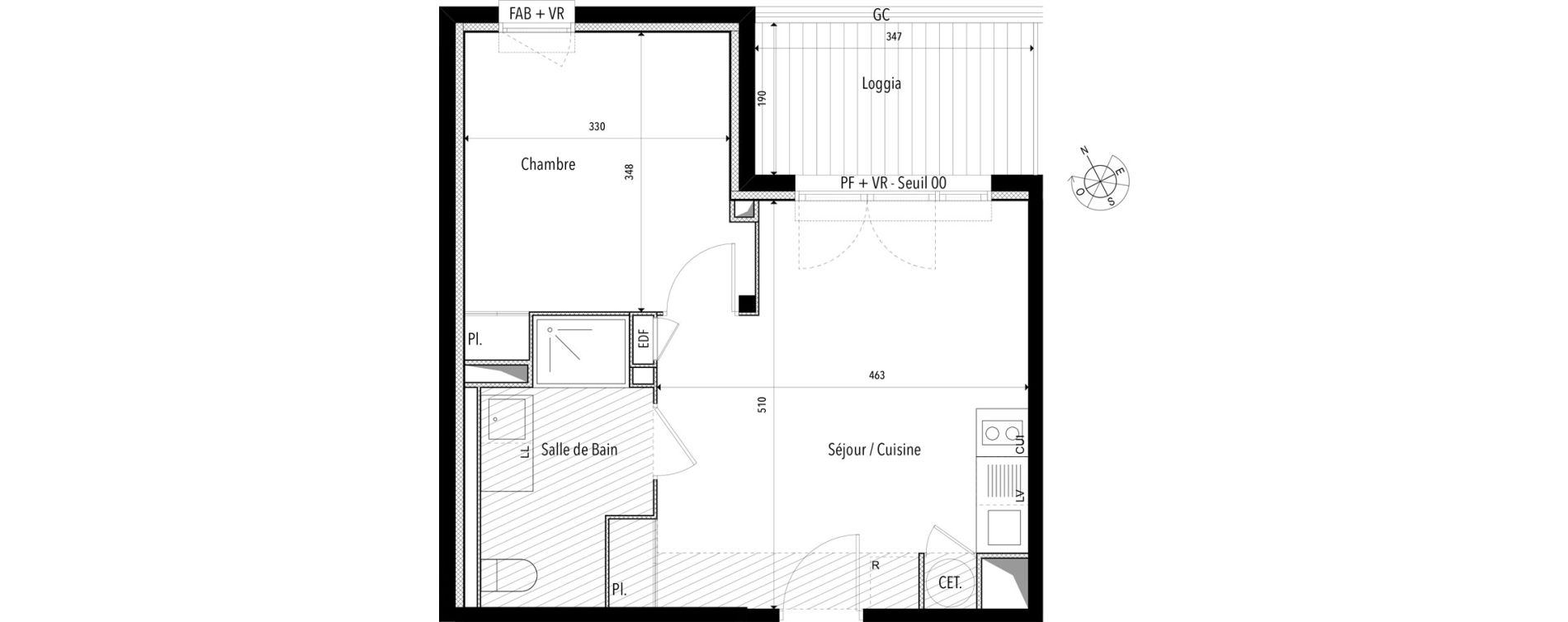 Appartement T2 de 40,47 m2 &agrave; Pins-Justaret Centre