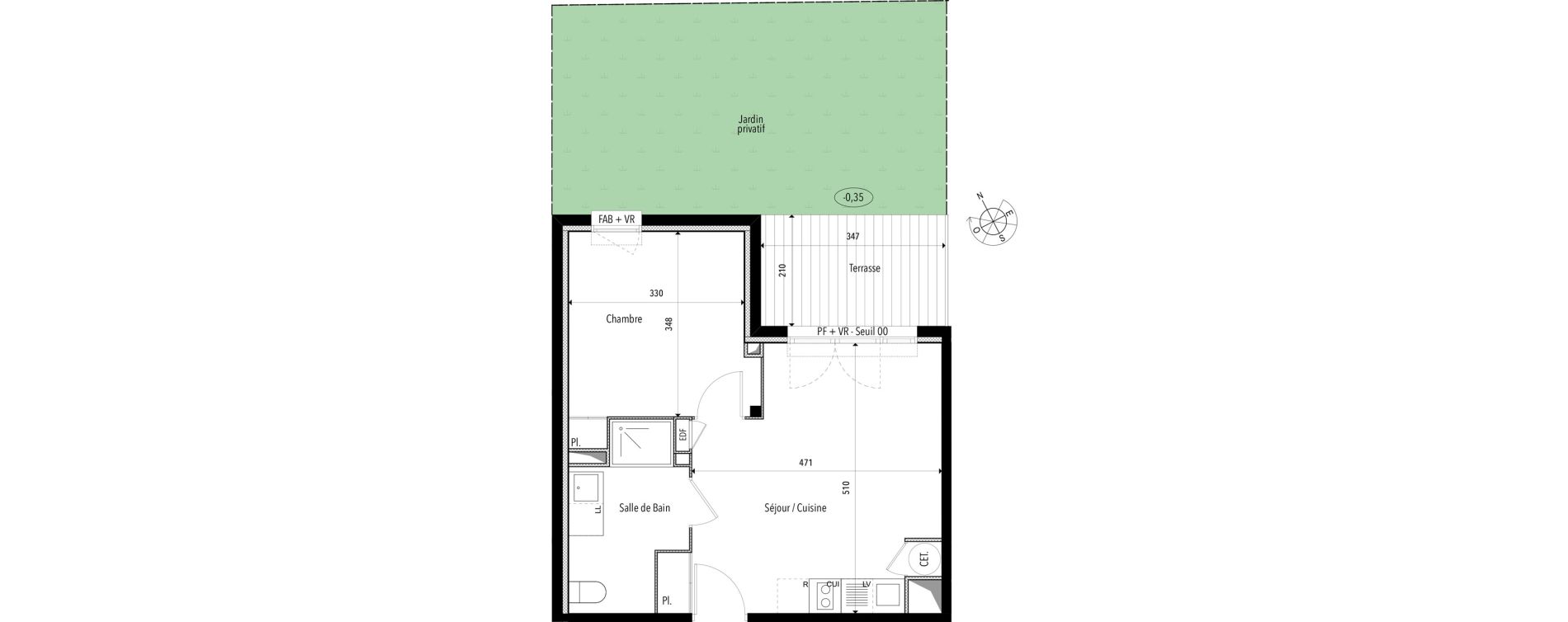 Appartement T2 de 41,09 m2 &agrave; Pins-Justaret Centre