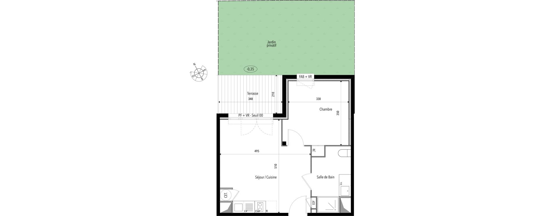 Appartement T2 de 41,30 m2 &agrave; Pins-Justaret Centre