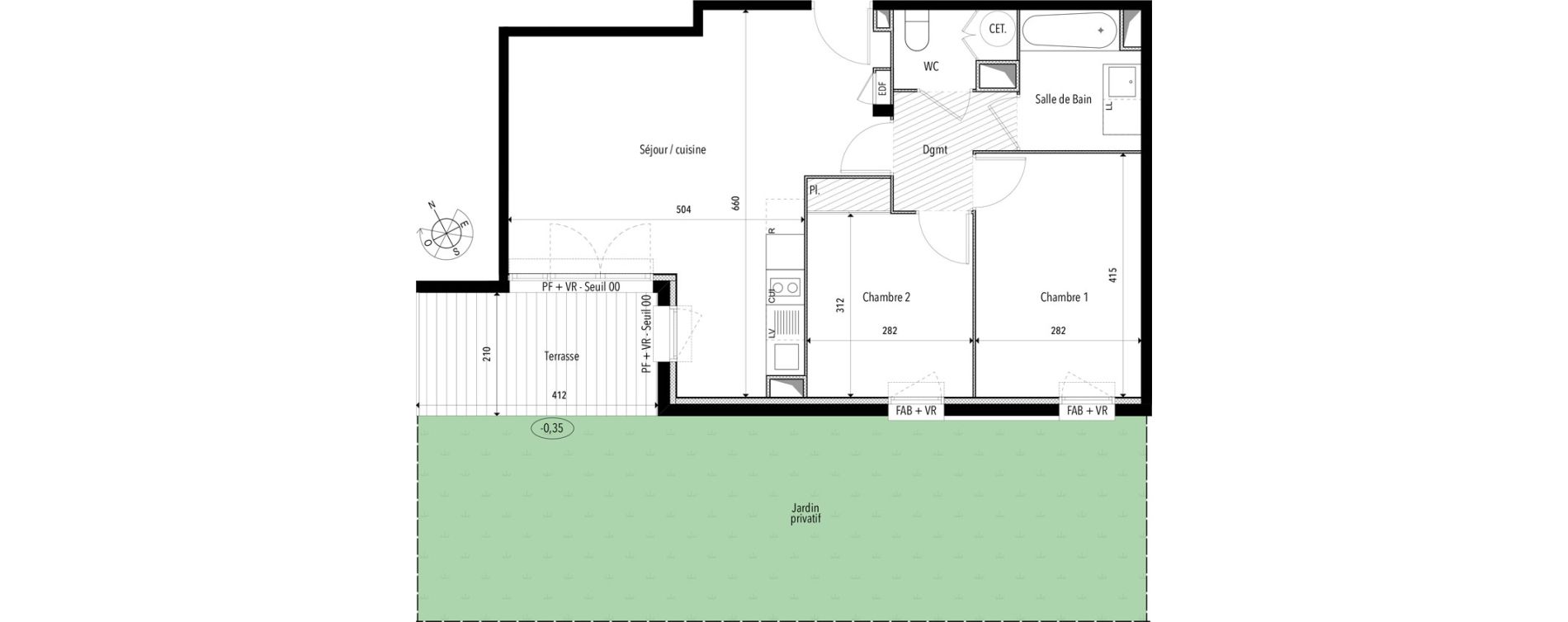 Appartement T3 de 61,30 m2 &agrave; Pins-Justaret Centre