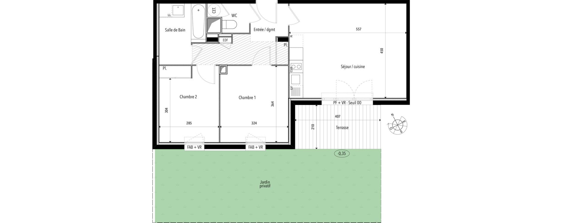 Appartement T3 de 63,27 m2 &agrave; Pins-Justaret Centre