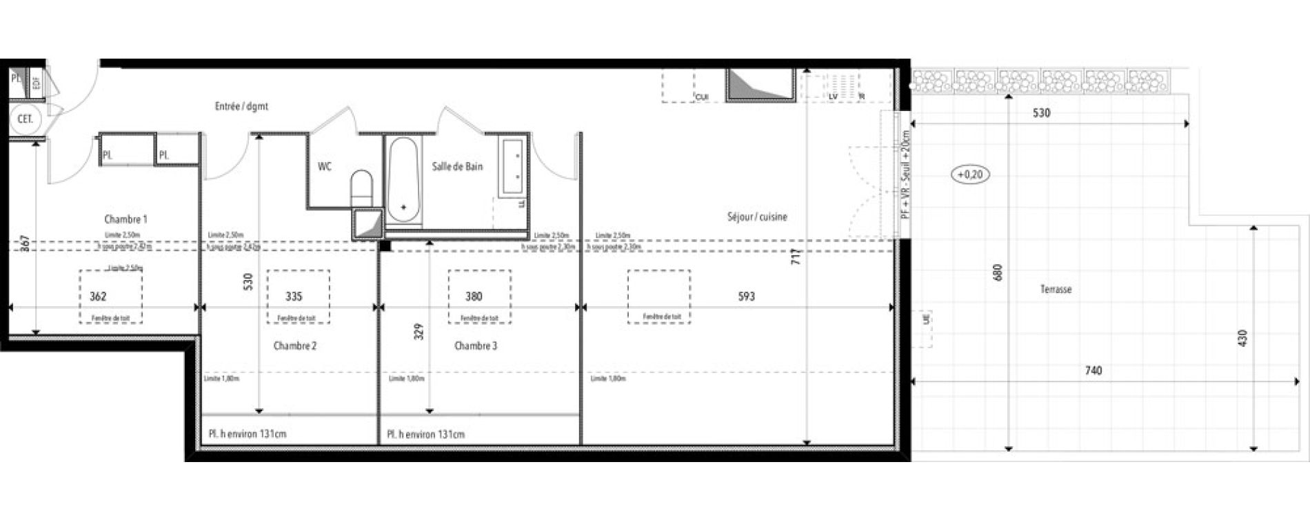 Appartement T4 de 91,10 m2 &agrave; Pins-Justaret Centre