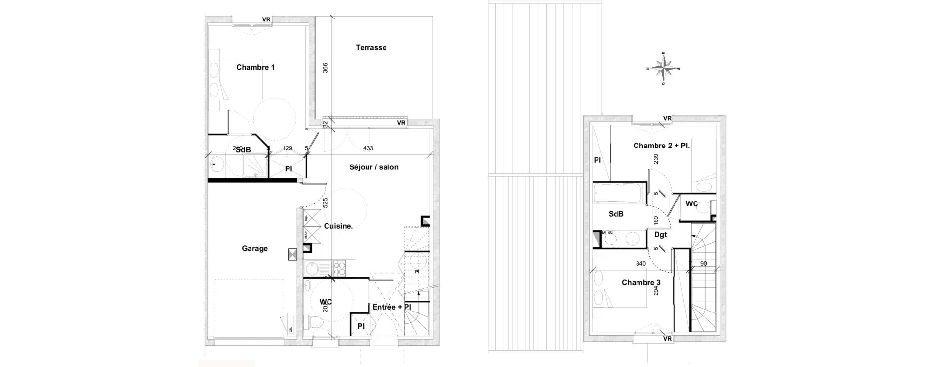 Maison T4 de 75,14 m2 &agrave; Pins-Justaret Centre