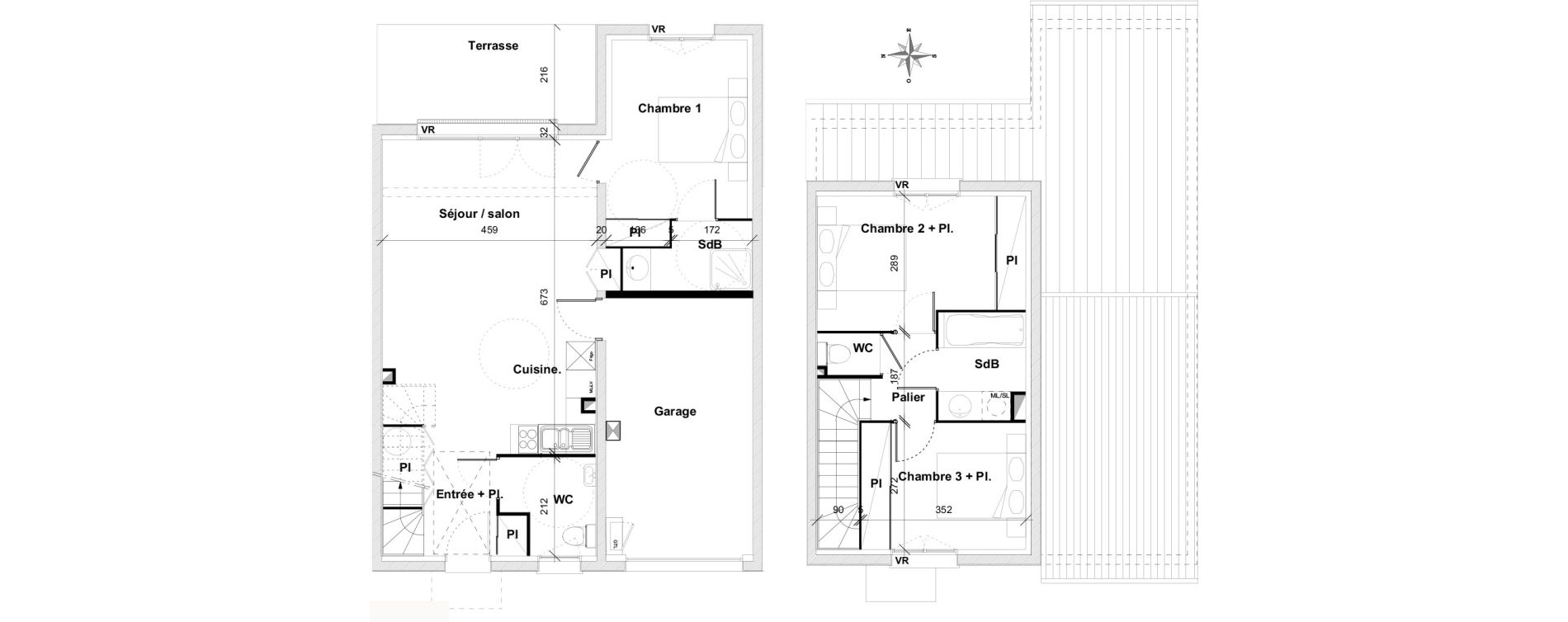 Maison T4 de 83,48 m2 &agrave; Pins-Justaret Centre