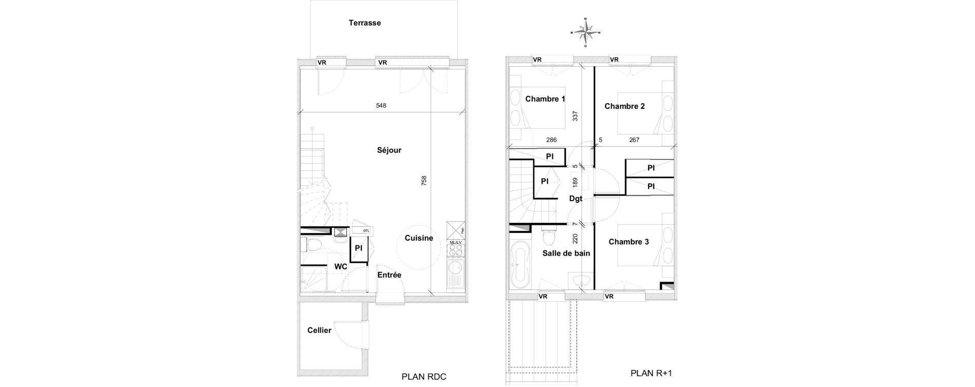 Maison T4 de 77,41 m2 &agrave; Pins-Justaret Centre