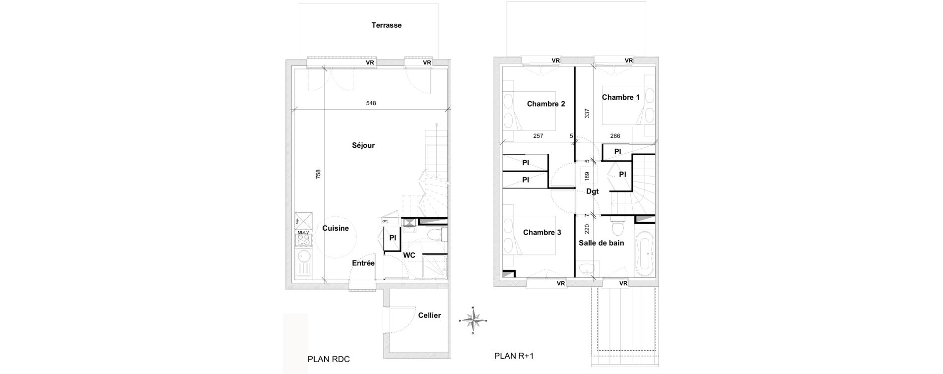 Maison T4 de 75,90 m2 &agrave; Pins-Justaret Centre