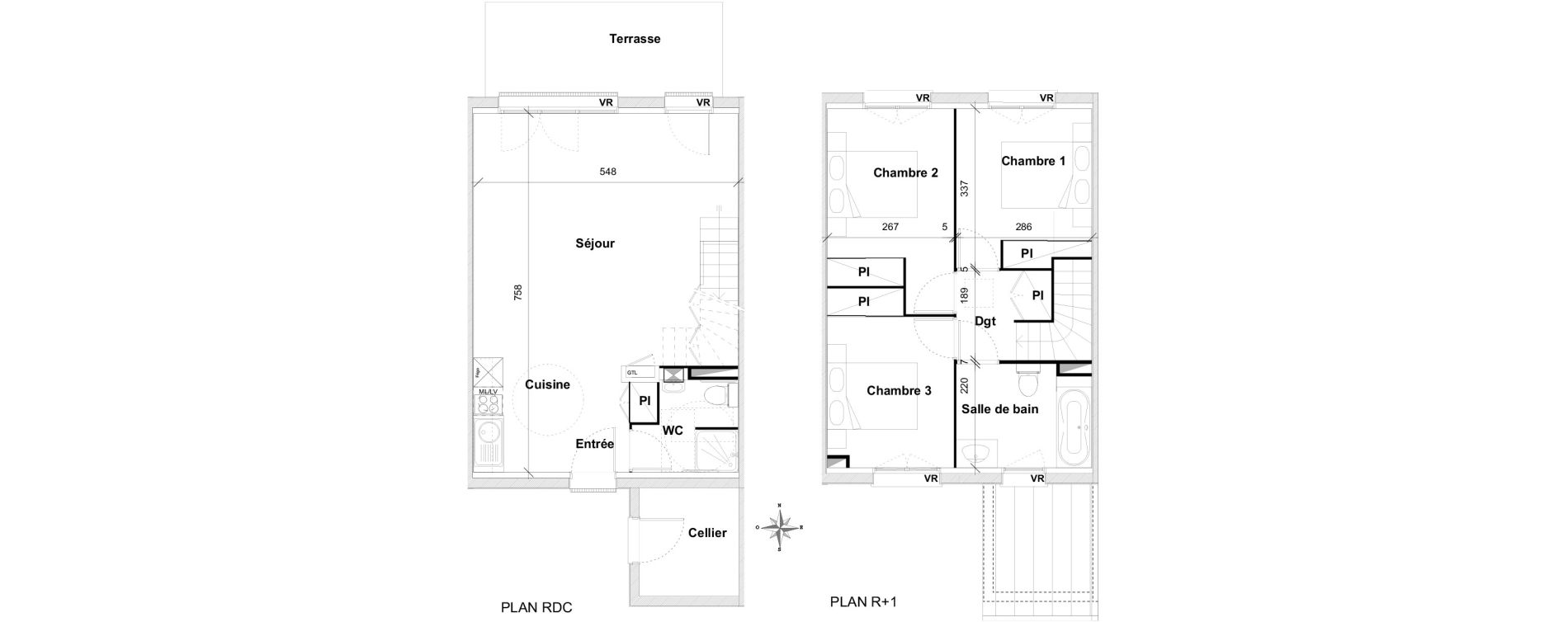 Maison T4 de 77,41 m2 &agrave; Pins-Justaret Centre