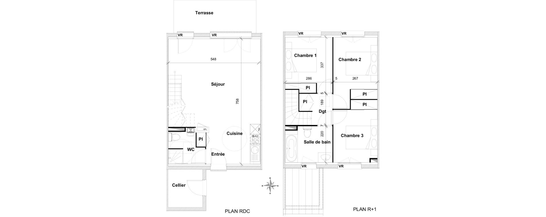 Maison T4 de 77,41 m2 &agrave; Pins-Justaret Centre