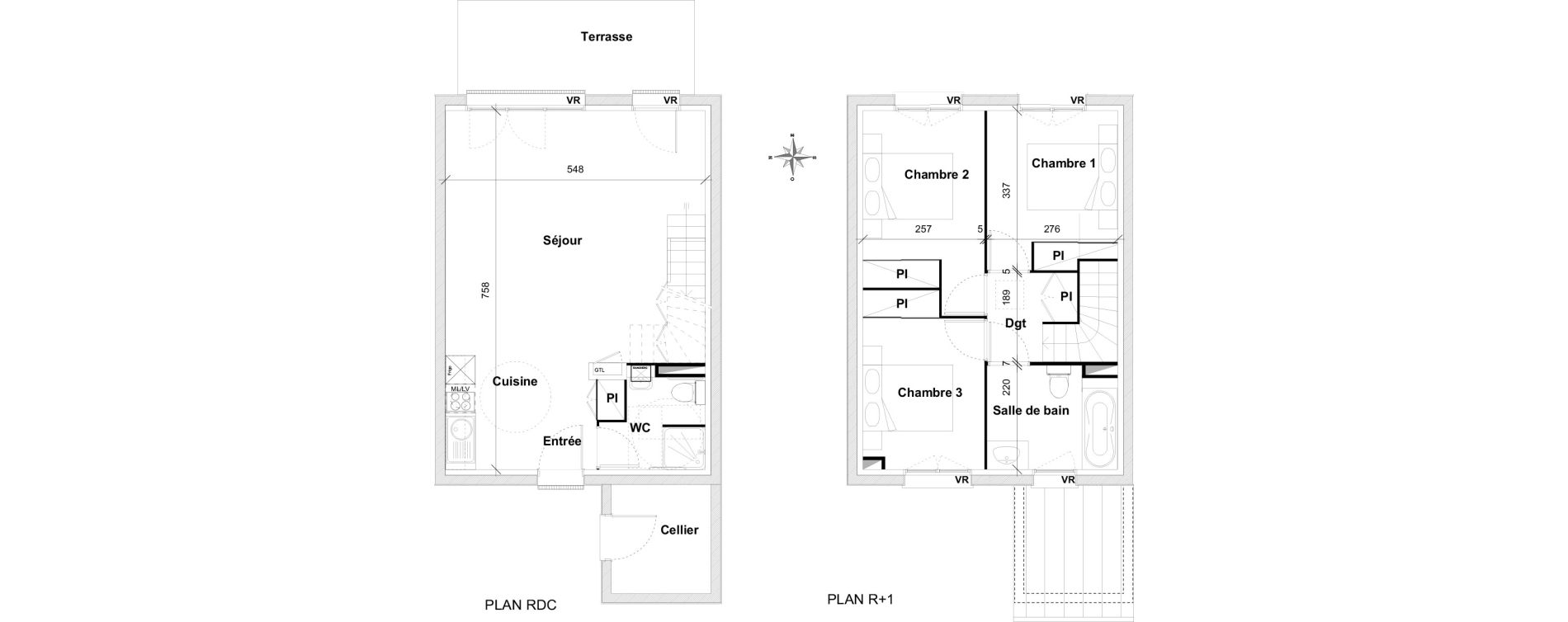 Maison T4 de 75,20 m2 &agrave; Pins-Justaret Centre