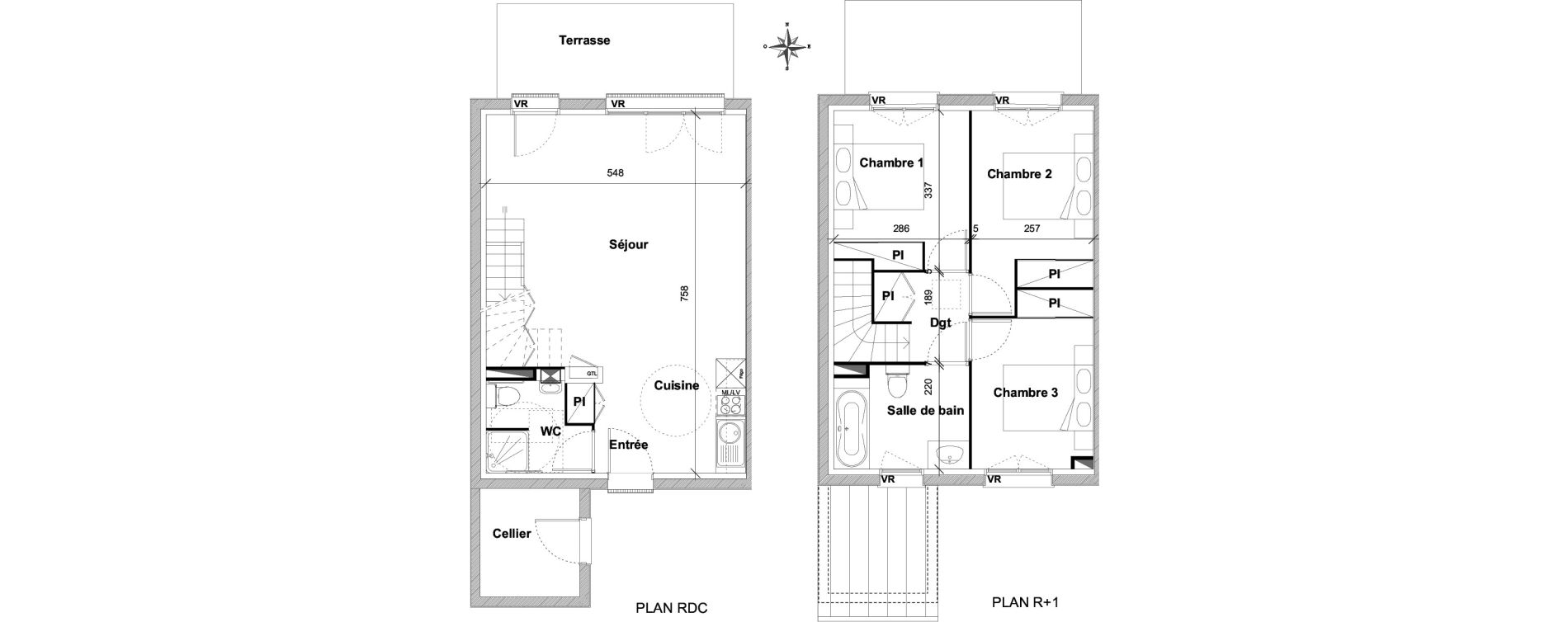 Maison T4 de 75,90 m2 &agrave; Pins-Justaret Centre