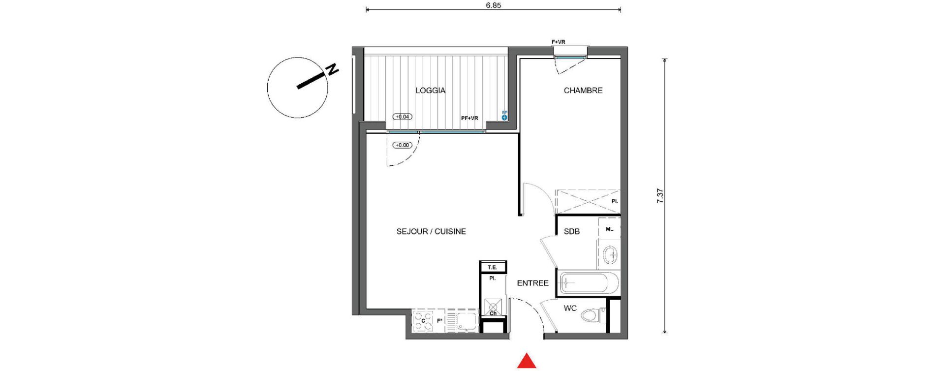 Appartement T2 de 39,83 m2 &agrave; Pins-Justaret Centre