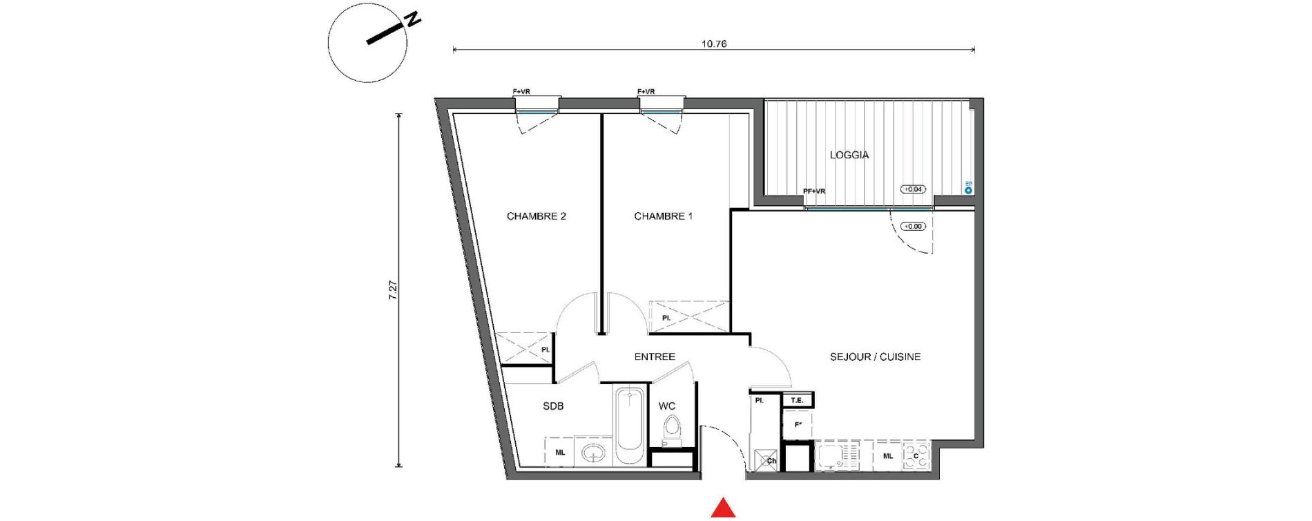 Appartement T3 de 57,84 m2 &agrave; Pins-Justaret Centre