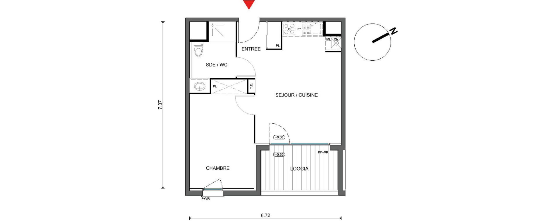 Appartement T2 de 39,73 m2 &agrave; Pins-Justaret Centre