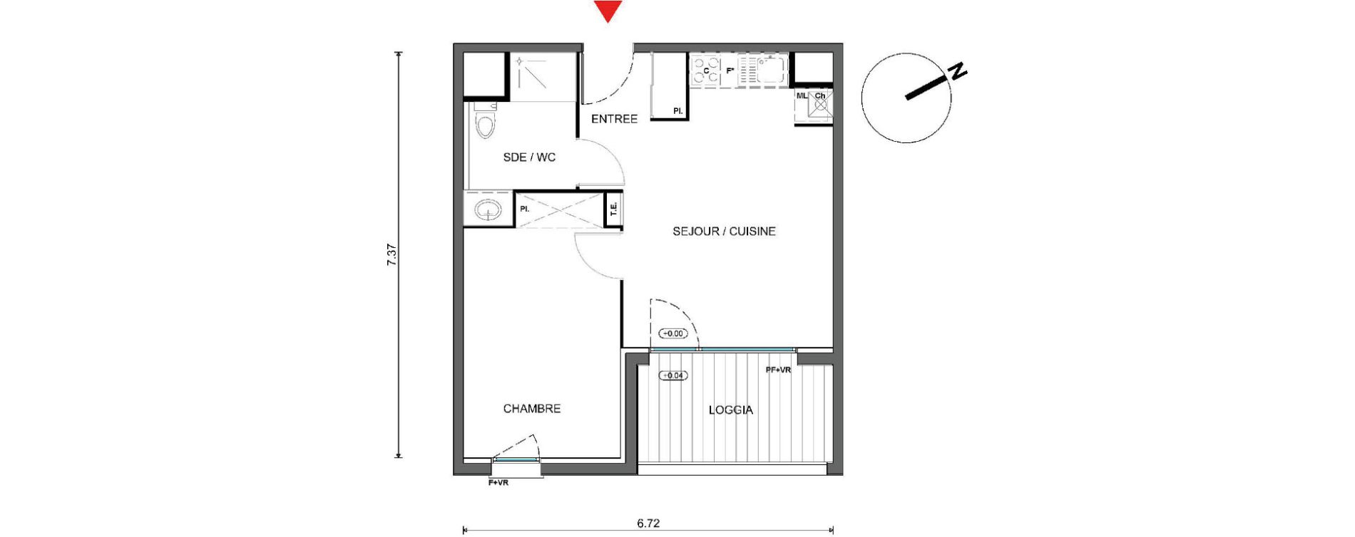 Appartement T2 de 39,73 m2 &agrave; Pins-Justaret Centre