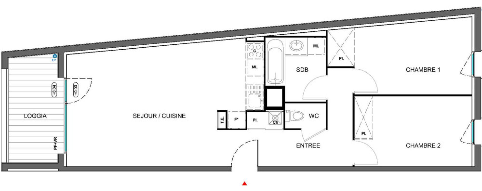 Appartement T3 de 64,28 m2 &agrave; Pins-Justaret Centre