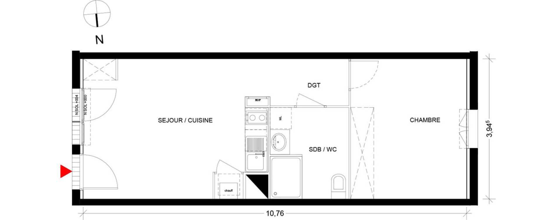 Appartement T2 de 41,05 m2 &agrave; Pins-Justaret Centre