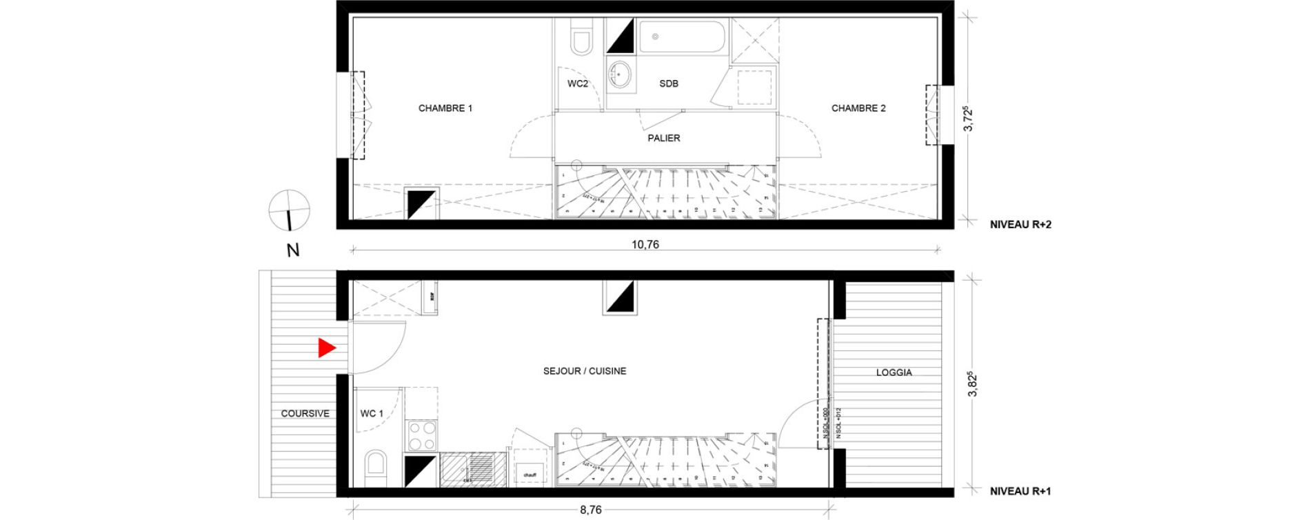 Appartement T3 de 64,17 m2 &agrave; Pins-Justaret Centre