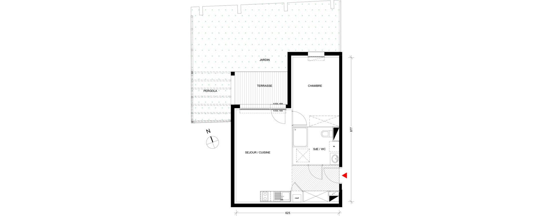 Appartement T2 de 42,85 m2 &agrave; Pins-Justaret Centre