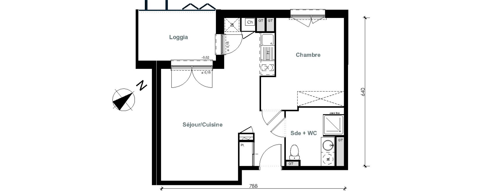 Appartement T2 de 44,41 m2 &agrave; Pinsaguel Centre