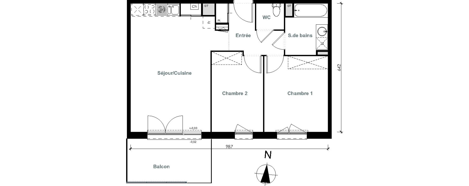 Appartement T3 de 61,14 m2 &agrave; Pinsaguel Centre