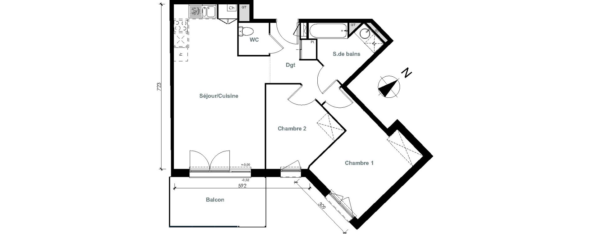 Appartement T3 de 62,85 m2 &agrave; Pinsaguel Centre