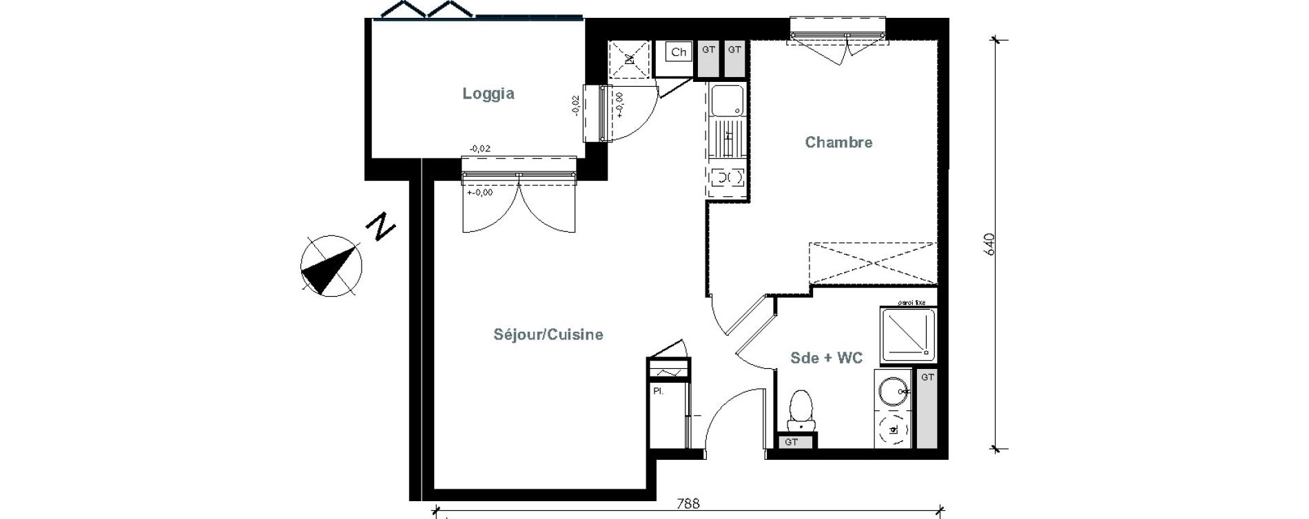 Appartement T2 de 44,41 m2 &agrave; Pinsaguel Centre