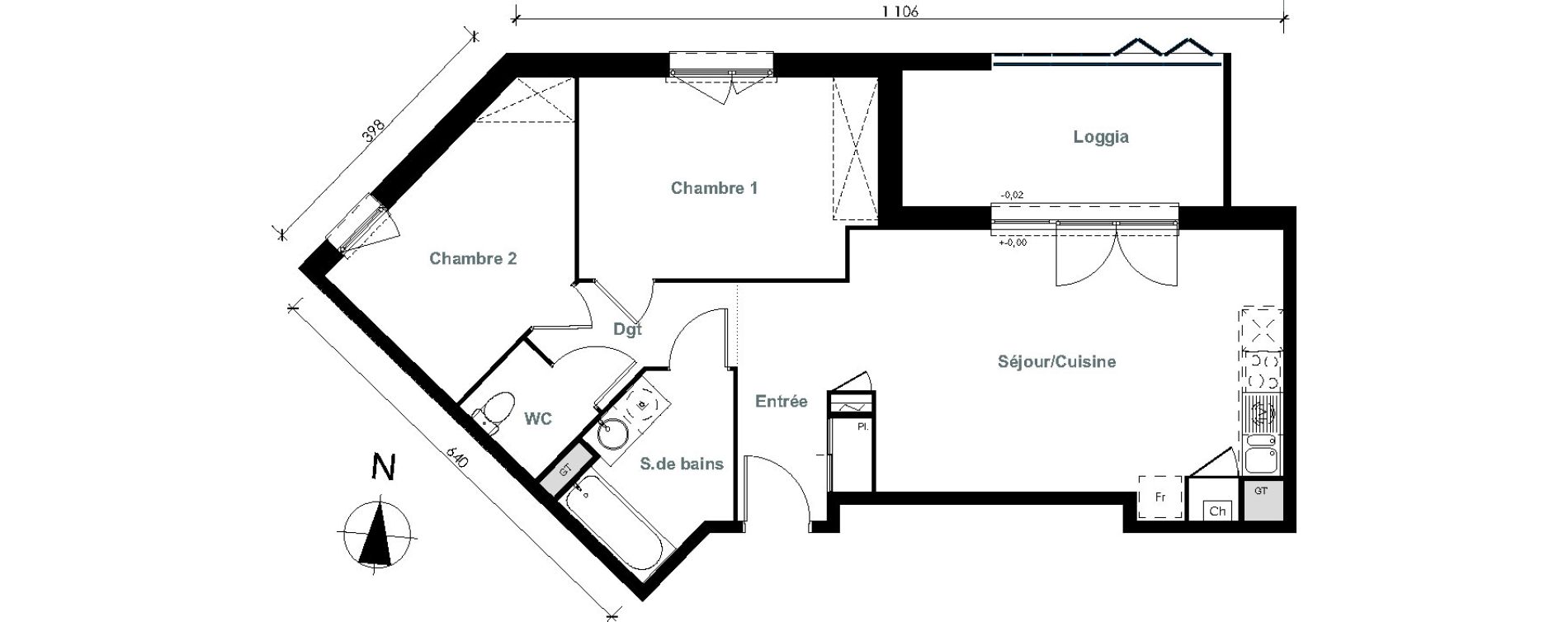 Appartement T3 de 62,16 m2 &agrave; Pinsaguel Centre