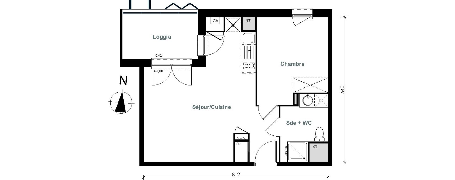Appartement T2 de 43,76 m2 &agrave; Pinsaguel Centre