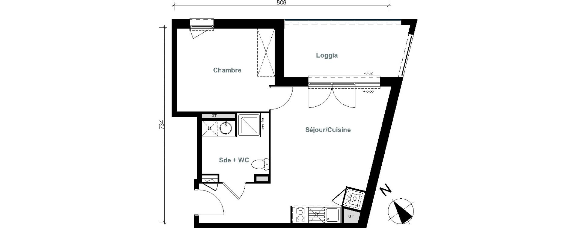 Appartement T2 de 41,02 m2 &agrave; Pinsaguel Centre
