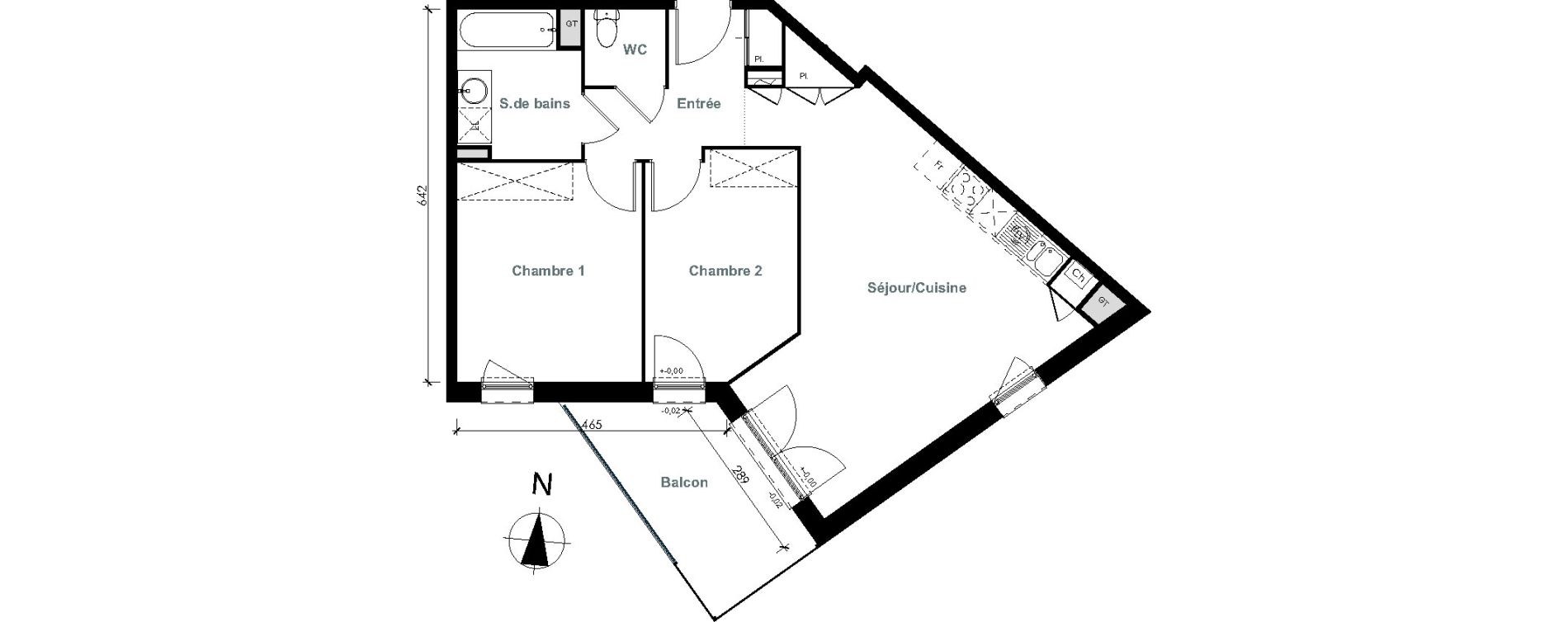 Appartement T3 de 61,24 m2 &agrave; Pinsaguel Centre