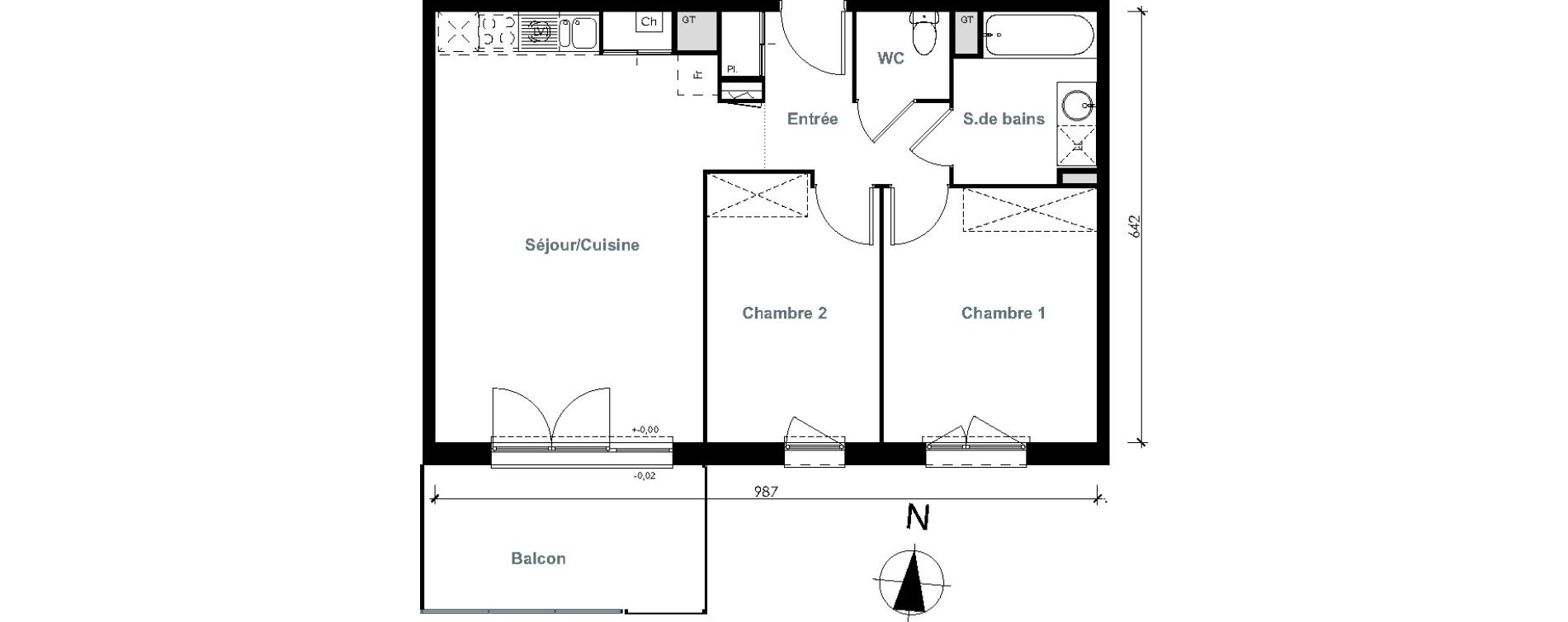 Appartement T3 de 61,14 m2 &agrave; Pinsaguel Centre