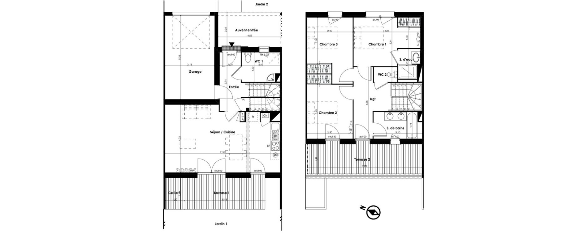 Villa T4 de 90,83 m2 &agrave; Plaisance-Du-Touch Centre