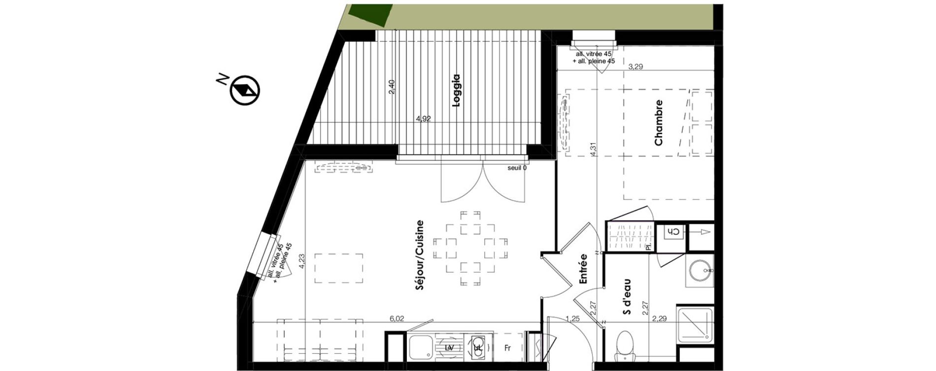 Appartement T2 de 45,37 m2 &agrave; Plaisance-Du-Touch Centre