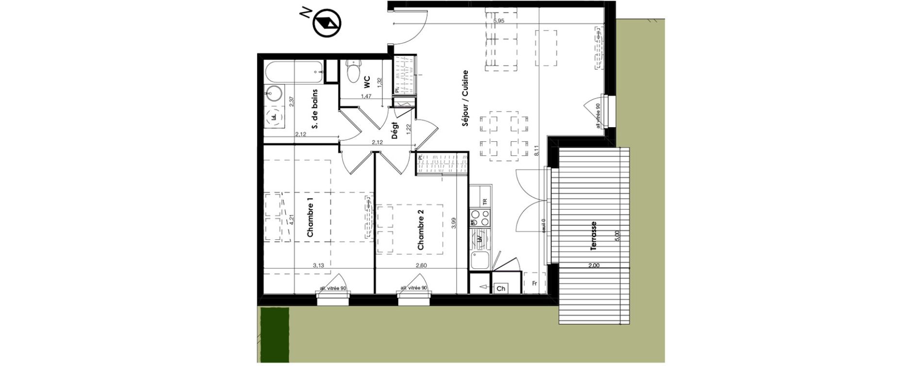 Appartement T3 de 63,41 m2 &agrave; Plaisance-Du-Touch Centre