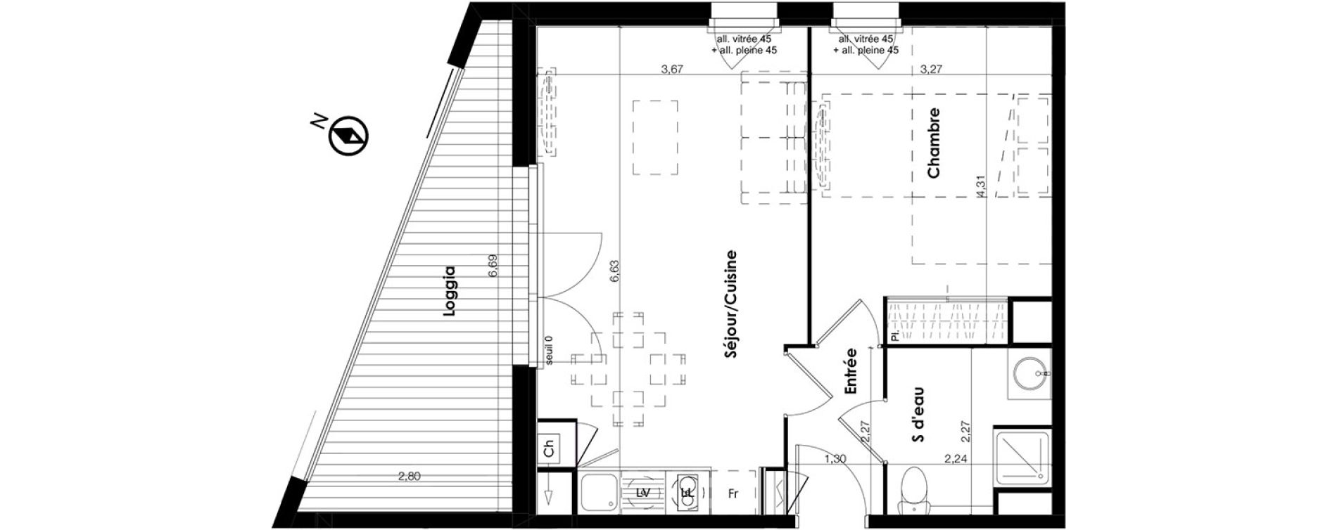 Appartement T2 de 44,36 m2 &agrave; Plaisance-Du-Touch Centre