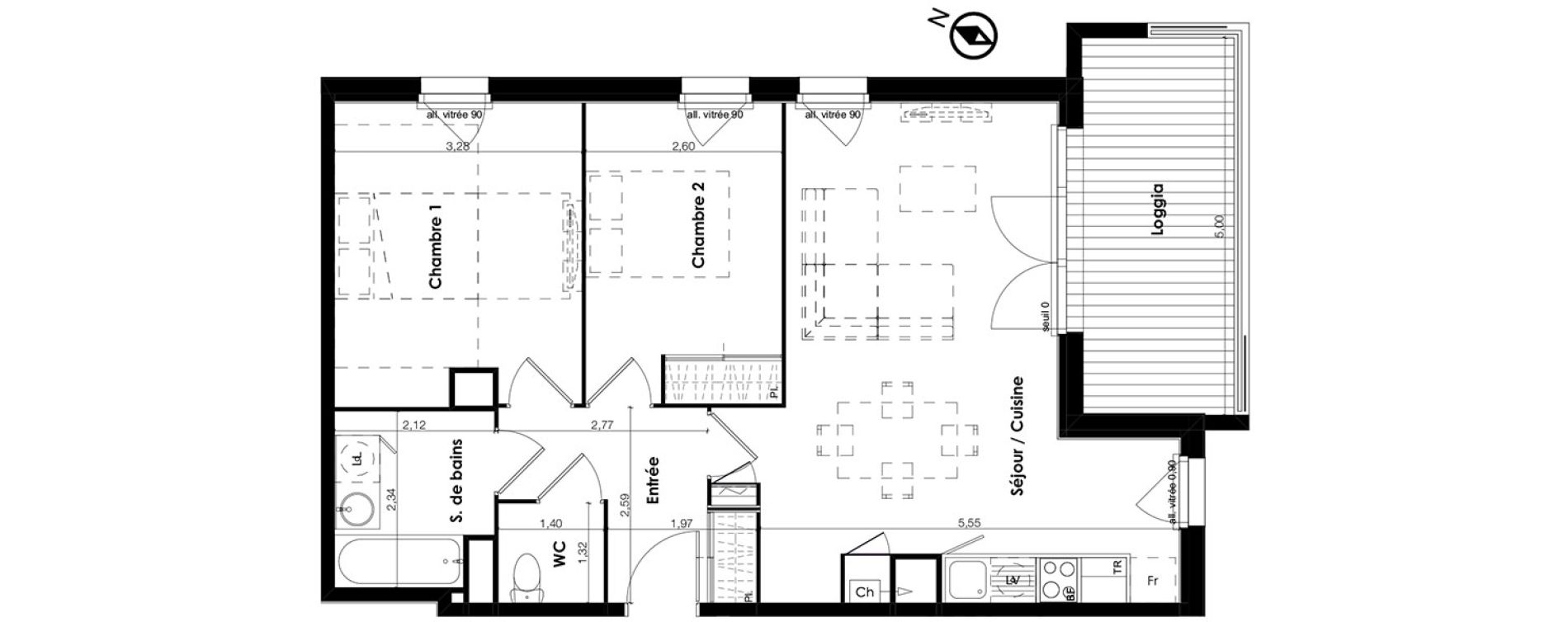 Appartement T3 de 64,10 m2 &agrave; Plaisance-Du-Touch Centre