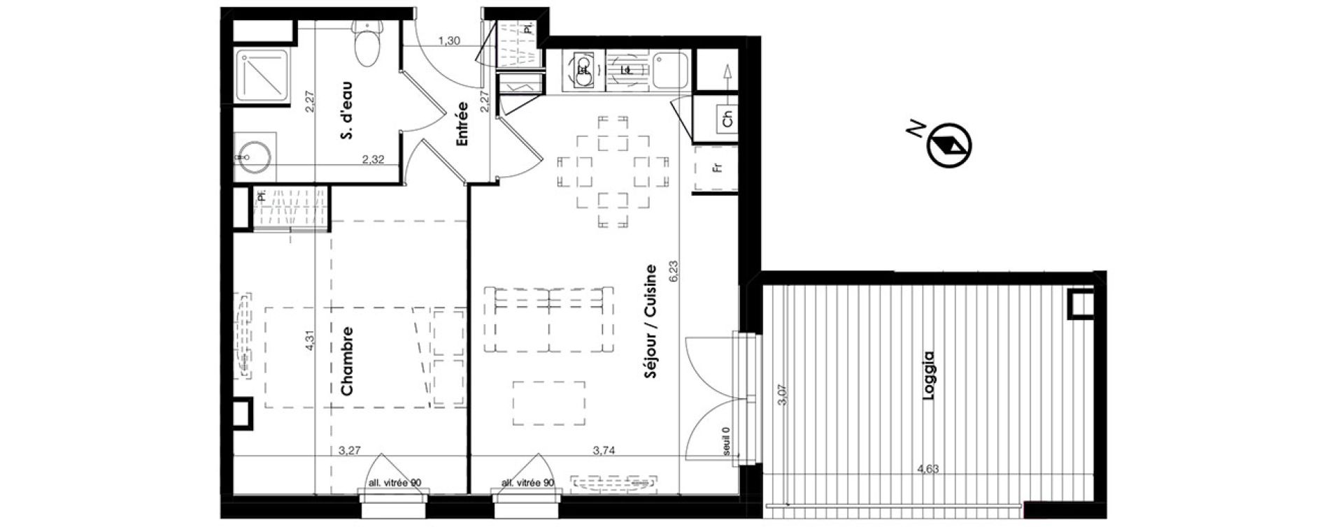 Appartement T2 de 43,62 m2 &agrave; Plaisance-Du-Touch Centre