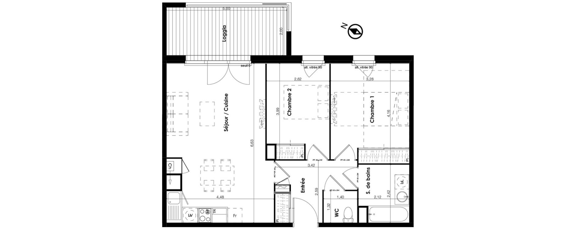 Appartement T3 de 64,64 m2 &agrave; Plaisance-Du-Touch Centre