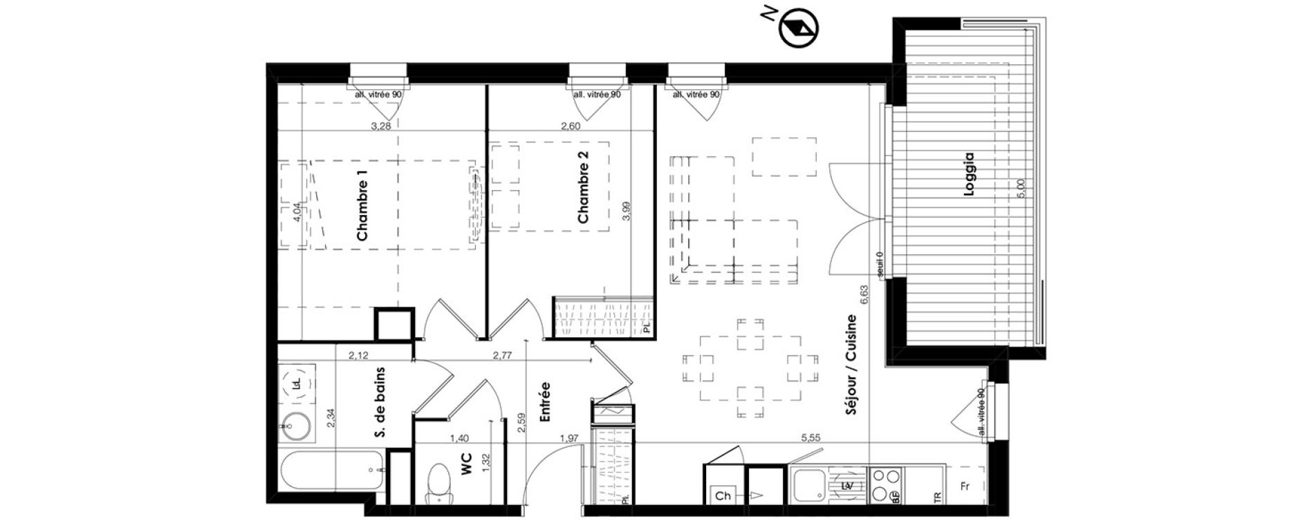 Appartement T3 de 64,13 m2 &agrave; Plaisance-Du-Touch Centre