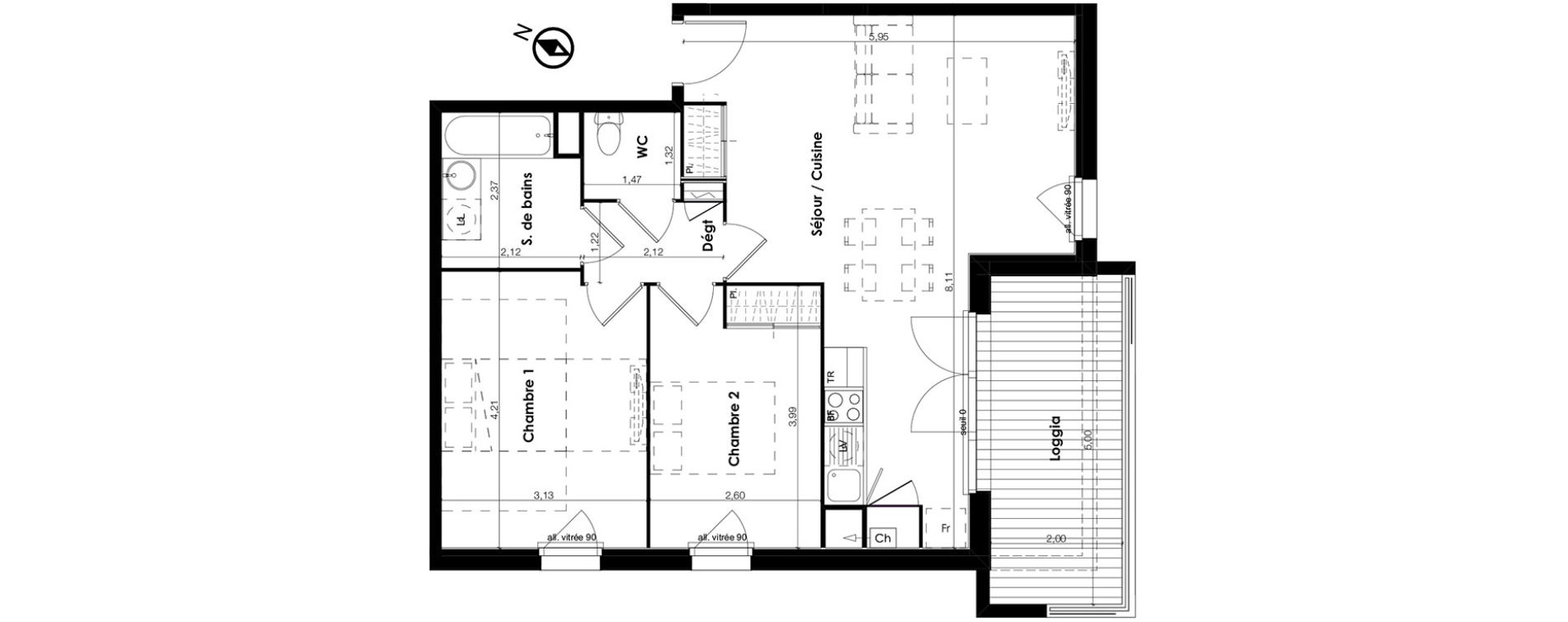 Appartement T3 de 63,59 m2 &agrave; Plaisance-Du-Touch Centre