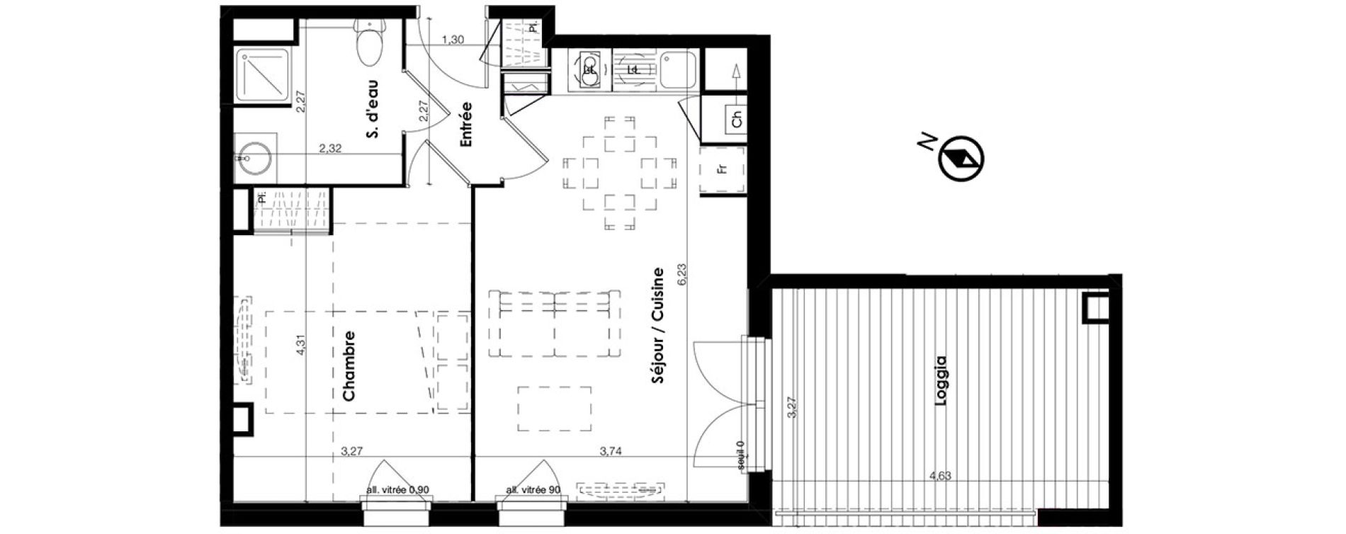 Appartement T2 de 43,62 m2 &agrave; Plaisance-Du-Touch Centre