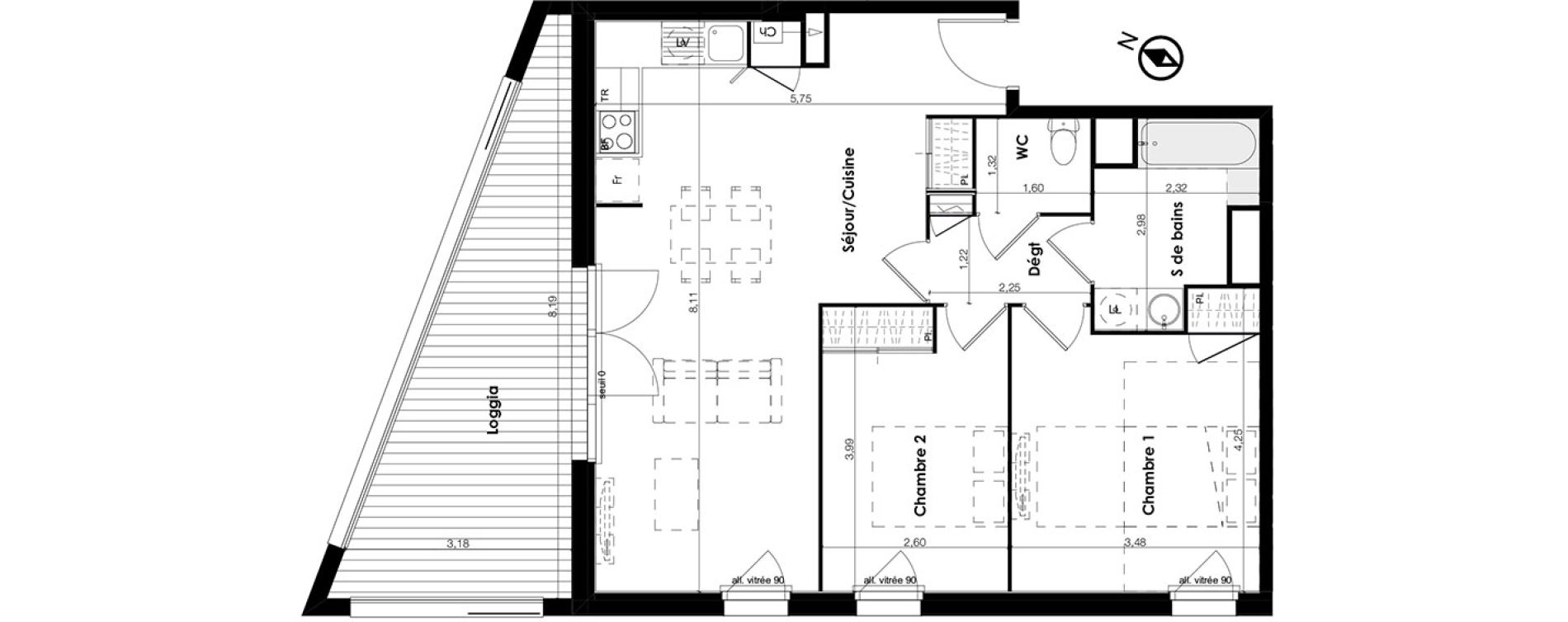 Appartement T3 de 67,26 m2 &agrave; Plaisance-Du-Touch Centre