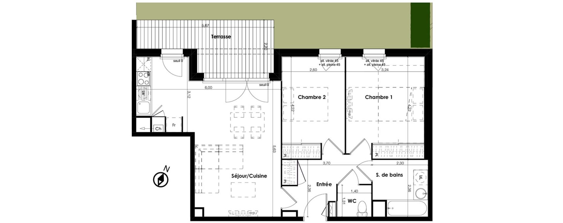 Appartement T3 de 57,10 m2 &agrave; Plaisance-Du-Touch Centre