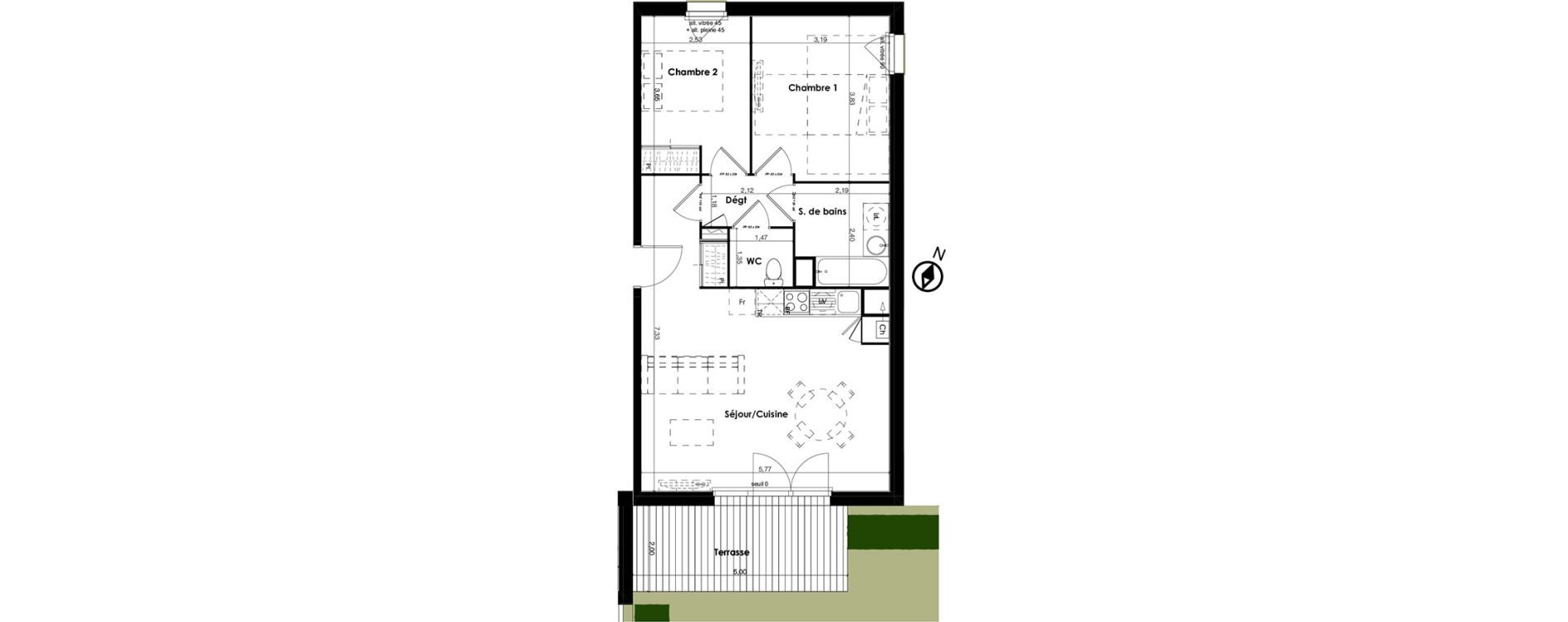 Appartement T3 de 61,54 m2 &agrave; Plaisance-Du-Touch Centre