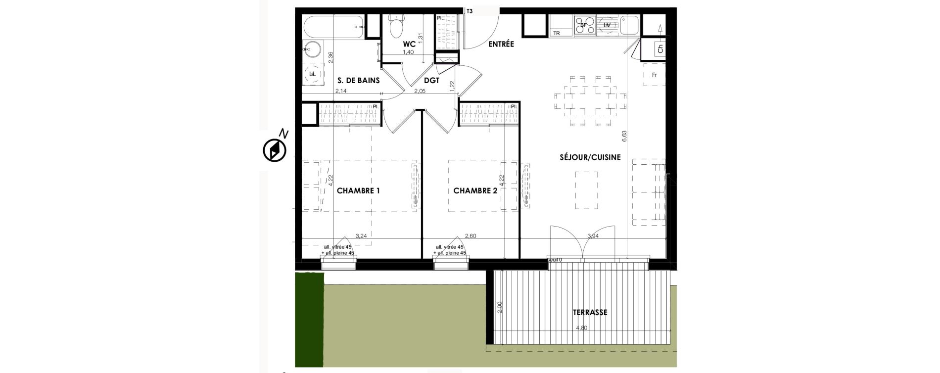 Appartement T3 de 62,66 m2 &agrave; Plaisance-Du-Touch Centre