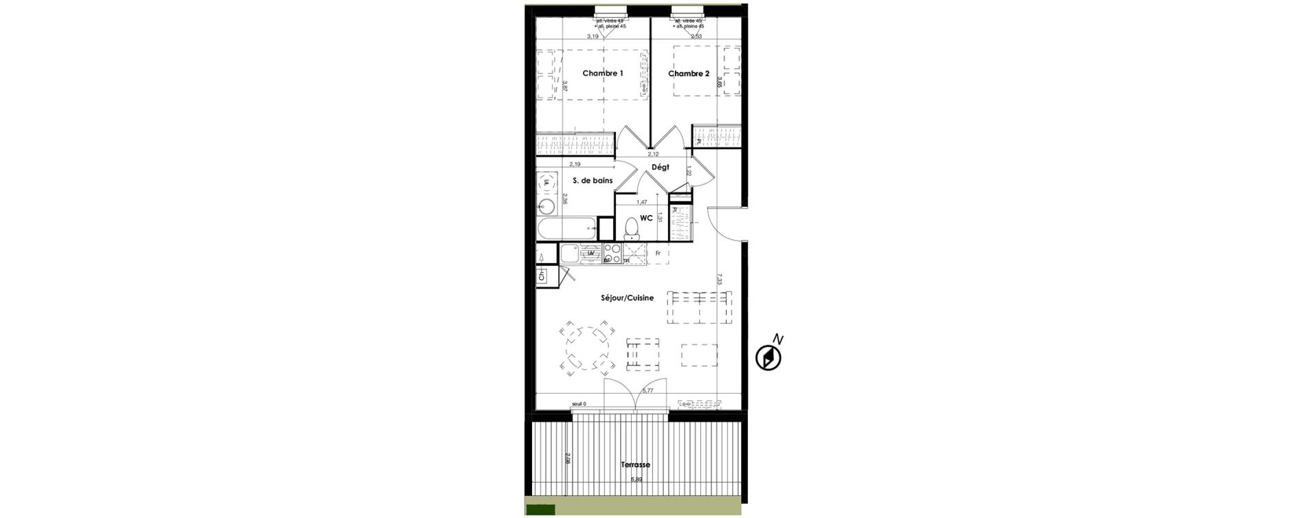 Appartement T3 de 61,55 m2 &agrave; Plaisance-Du-Touch Centre