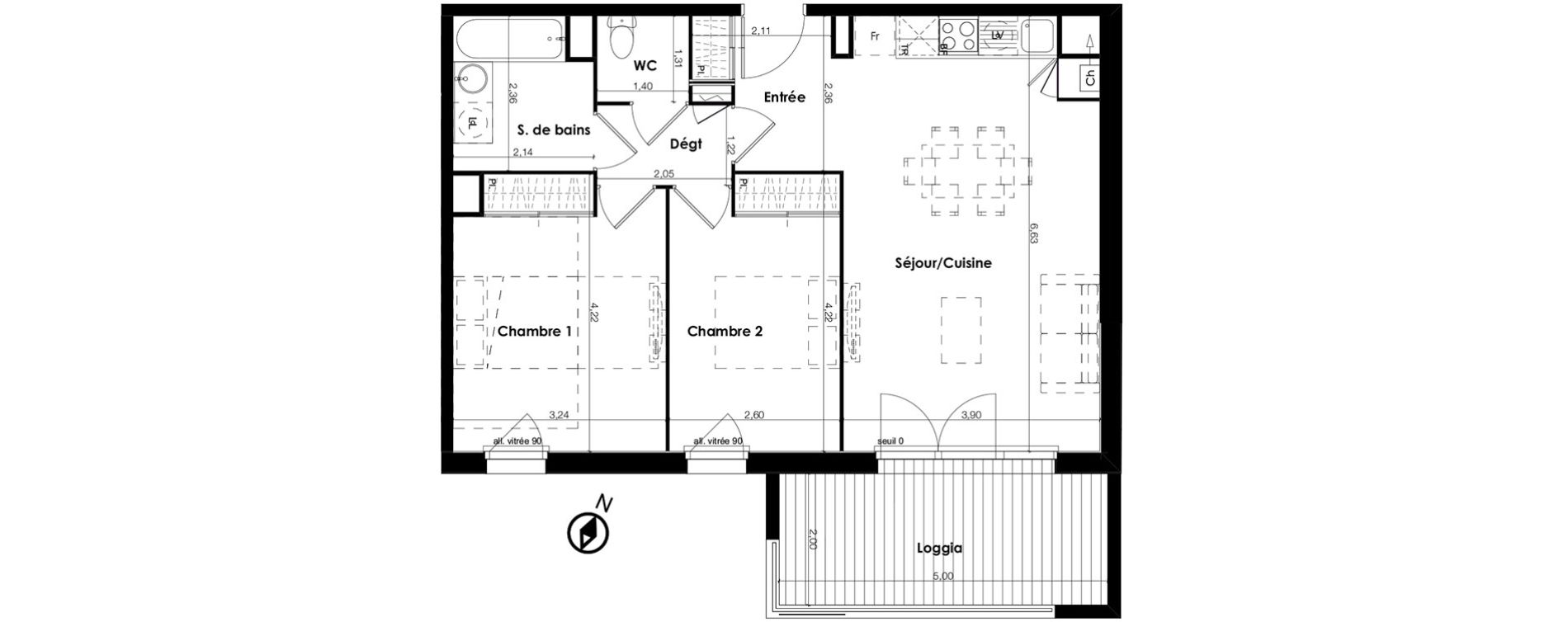 Appartement T3 de 62,66 m2 &agrave; Plaisance-Du-Touch Centre