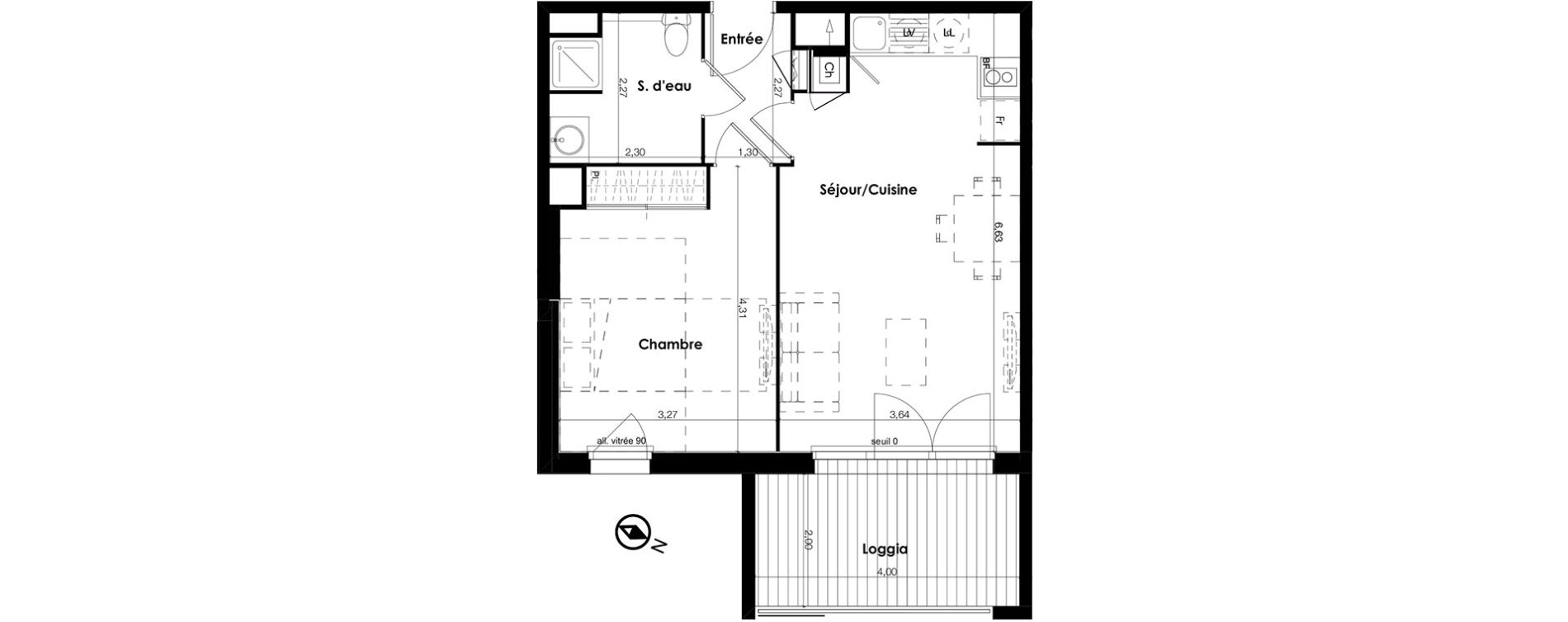 Appartement T2 de 44,49 m2 &agrave; Plaisance-Du-Touch Centre