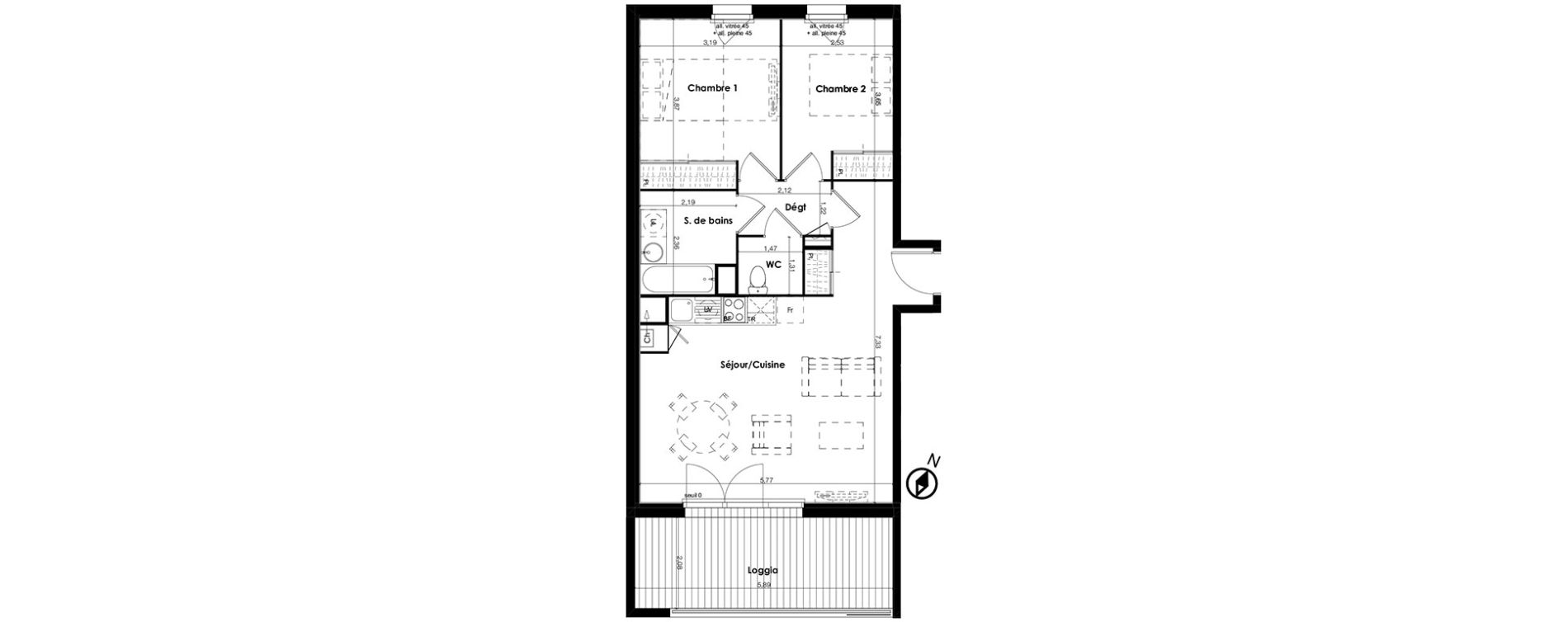 Appartement T3 de 62,75 m2 &agrave; Plaisance-Du-Touch Centre